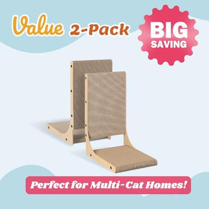 Zakkart 2-Pack L-Shaped Cat Scratching Board, Cardboard, 19.7" Tall (M)