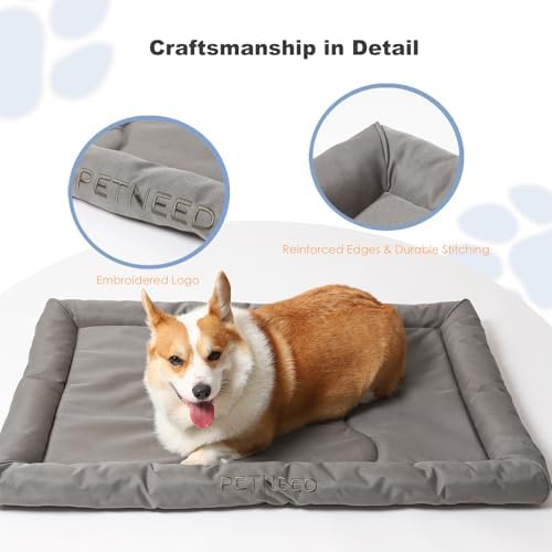 Orthopedic Dog Bed Water-Resistant 900D Oxford - Indoor Outdoor Extra Large Dog Beds for Dogs up to 100lbs, Supportive Foam Washable Travel Bed (45", Grey)