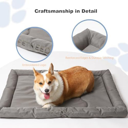 Orthopedic Dog Bed Water-Resistant 900D Oxford - Indoor Outdoor Summer Dog Beds for Small Dogs Cats up to 30lbs, Supportive Foam Washable Crate Bed (28", Grey)