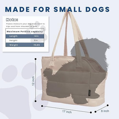 Lightweight Puffy Dog Purse Carrier for Small Dogs, Brown