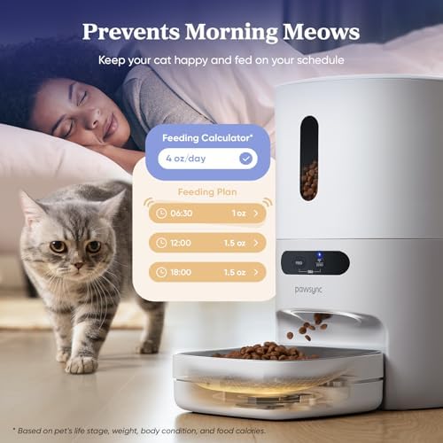Pawsync Automatic Cat Feeder, WiFi & Smart Scale, Remote Feeding