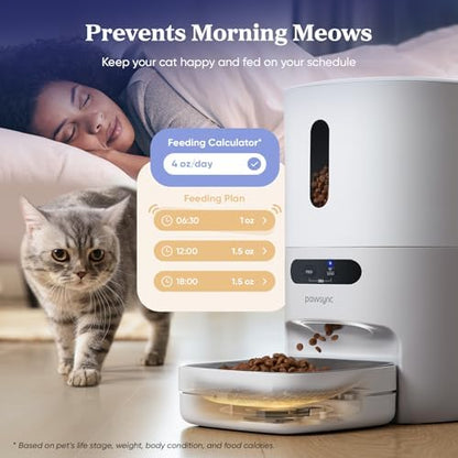 Pawsync Automatic Cat Feeder, WiFi & Smart Scale, Remote Feeding
