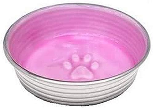 Loving Pets - Le BOL Dog Food Water Bowl Enamel Ceramic Bowl No Tip Stainless Steel Pet Bowl No Skid Spill Proof (X-Small, Rose)
