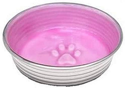 Loving Pets - Le BOL Dog Food Water Bowl Enamel Ceramic Bowl No Tip Stainless Steel Pet Bowl No Skid Spill Proof (X-Small, Rose)