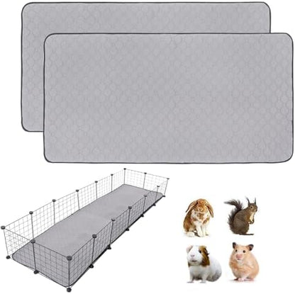 Guinea Pig Cage Liners, 24''X72'' Washable Guinea Pig Pee Pads, Non Slip Reusable Super Absorbent Guinea Pig Training Mat Bedding Fleece for Small Animals Hamster Rabbit Chinchilla Rat, 2Pack