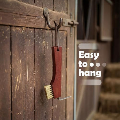Shinylin Horse Hoof Pick with Brass Wire Brush and Wooden Grip