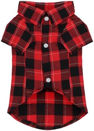Paiaite Plaid Dog Shirt: Classic Checkered Style in Pure Cotton for Large, Medium, and Small Breeds, Comfort, Breathability, and Elegance. Perfect for Everyday Wear, and Photoshoots Red 4XL