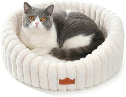 Avont Cat Bed for Indoor Cats, Fluffy Washable with Raised Rim