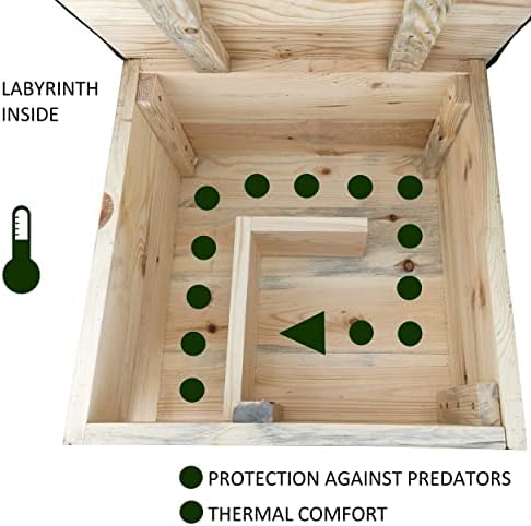 LEVIATAN - Hedgehog house with wooden base, year-round house, weatherproof, Ready-to-Use, No Assembly Required, perfect for the garden, winter quarters, Burnt wood.