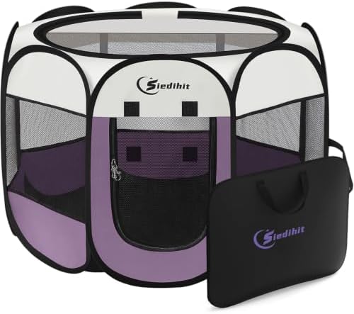 Siedihit Dog Cat Playpen Puppy Pet Crate Tent Cage (Light Purple,Small)