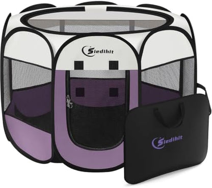 Siedihit Dog Cat Playpen Puppy Pet Crate Tent Cage (Light Purple,Small)