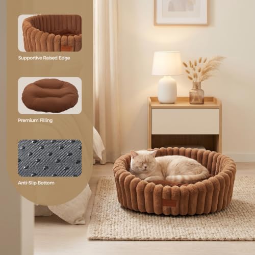 Avont Cat Bed for Indoor Cats, Fluffy Washable with Raised Rim