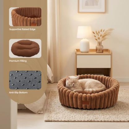 Avont Cat Bed for Indoor Cats, Fluffy Washable with Raised Rim