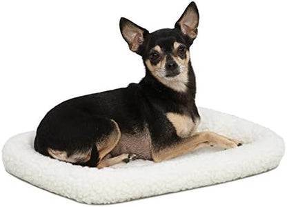 MidWest Homes for Pets QuietTime XXS Dog Bed - White Fleece Bolster, Ultra-Soft and Machine Washable, Fits 18-Inch Crates and Carriers, for Small Dogs and Cats