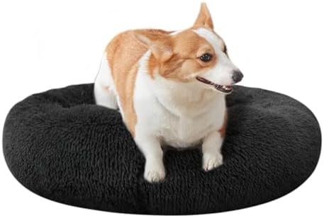 Dog Bed for Small Medium Large Dogs, 24 inch Calming Dogs Bed, Washable-Round Cozy Soft Pet Bed for Puppy and Kitten with Slip-Resistant Bottom