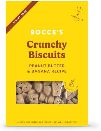 Bocce's Bakery PB & Banana Flavor Crunchy Biscuits Dog Treats, 14 oz