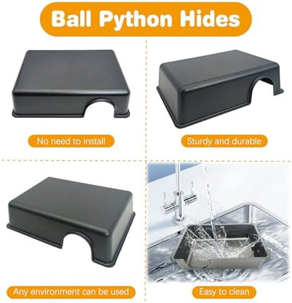 Hamiledyi Reptile Hide Box 4 Pcs Leopard Gecko Hide Snake Hideout Reptile Hides Cave Hideaway Ball Python Tank Accessories for Lizard, Corn Snake