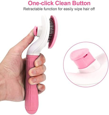 Depets Cat Brush for Shedding, Skin Friendly Self-Clean Dog Slicker Brush