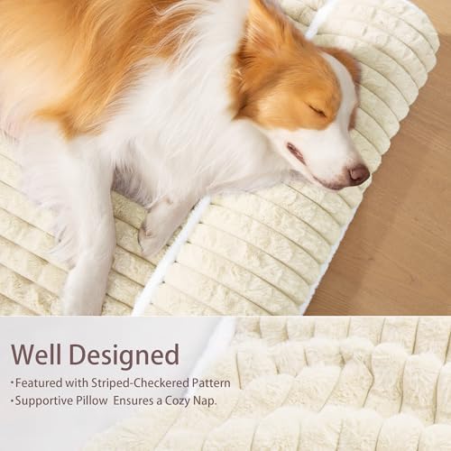 Orthopedic Medium Dog Bed Pillow Pet Sofa Bed 30''X20'' Ivory