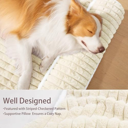 Orthopedic Large Dog Bed Pillow Pet Sofa Bed 48''X30'' Ivory