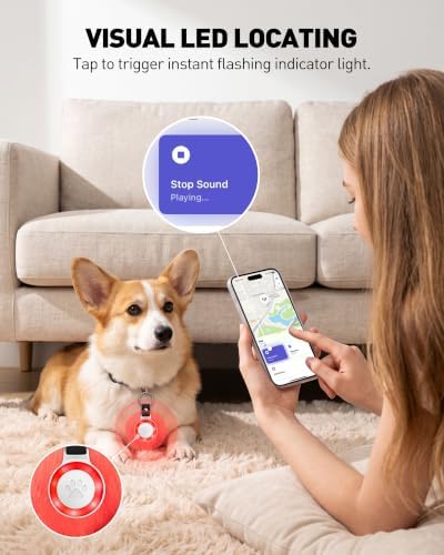 Pet Tracker for Dogs Cats, Location & LED Night Light Tag, No Monthly Fee