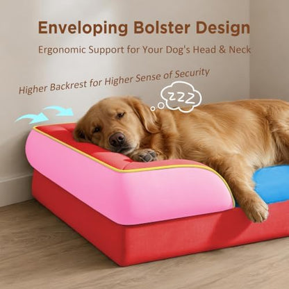 Comfort Expression Orthopedic Dog Bed for Extra Large Dogs with Bolster
