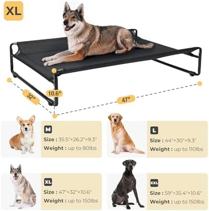 Veehoo Outdoor Elevated Dog Bed, Cooling Raised Dog Beds for Large Dogs