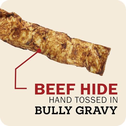 Redbarn Pet Products All-Natural Rawhide Bully Slices - Peanut Butter Flavor - Premium Grain-Free Beef Hide Treats High Protein Low Fat for Chewers - 9 oz Bag