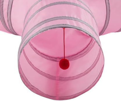 Cat Tunnels for Indoor Cats 3 Way Play Toy Kitty Tunnel Peek Hole Toy with Ball for Cat Tube Fun for Rabbits Kittens and Dogs
