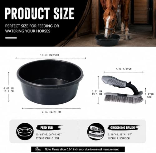 1 Pcs 1 Gallon Rubber Feed Pan with Cleaning Brush for Animals