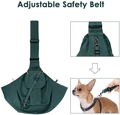 SlowTon Dog Carrier Sling - Thick Padded Shoulder Strap Adjustable, Green M