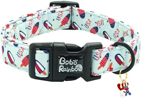 Independence Dog Collar-USA Flag Popsicle Print Pet Collar Adjustable Cute Soft Collars Holiday Comfortable Cotton Puppy Collar Gift for Small Dogs