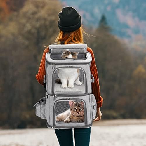 HOVONO Double-Compartment Cat Backpack Carrier for Mulit-Cat Families