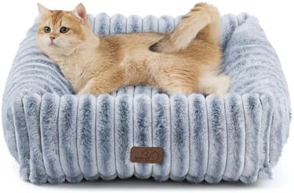 Bedsure ComfyFleece™ Cute Dog Bed for Small Dogs & Cats，20in Blue Indigo
