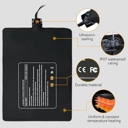Hamiledyi Reptile Heating Pad 23W, Waterproof Under Tank Heater Mat 8x12 Inch for 30-40 Gallon Terrariums, Safe Heat Mat for Bearded Dragons, Leopard Geckos, Hermit Crabs, Snakes & Lizards