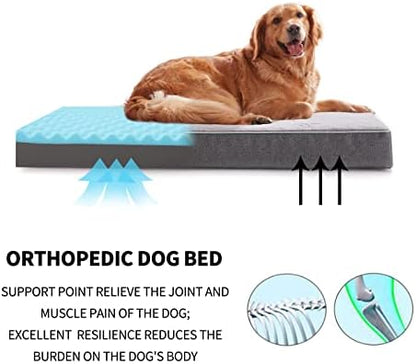 Orthopedic Memory Foam Dog Bed, Cooling Dog Beds for Extra Large Dogs -Waterproof Pet Bed for Crate with Removable Washable Cover, XL(41inch,90Lbs)