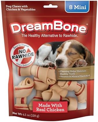DreamBone Mini Bone Rawhide-Free Dog Treats With Real Protein, 8 Count