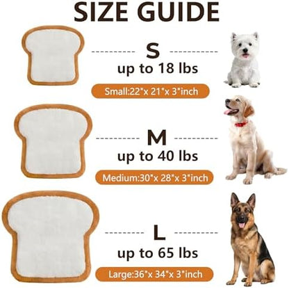 Dog Bed Medium Sizes, Waterproof Toast Shaped Dog Bed Mat with Orthopedic Foam, Machine Washable Non-Slip Pet Bed, Plush Soft Puppy Mat for Indoor Use