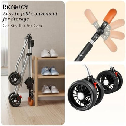 3 in 1 Pet Stroller for Dogs Cats Foldable Jogger with Detachable Carrier