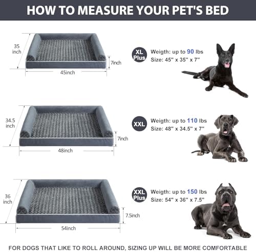 BFPETHOME Orthopedic Washable XXL Dog Bed for Senior Dog Cozy Sleep