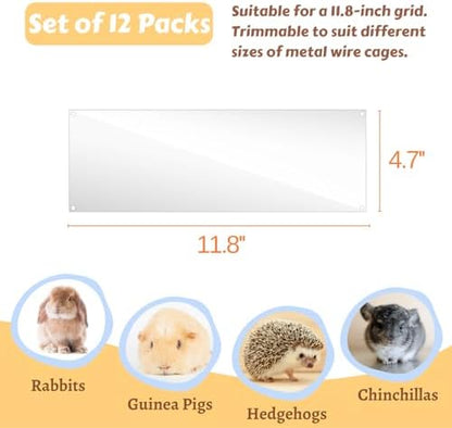 12 Pcs Cage Guard 11.8"x4.7" with Zip Ties Scatter Guard Clear