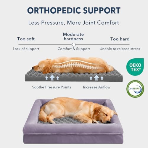 Jumbo Waterproof Dog Bed for Extra Large Size Dogs with Bolster