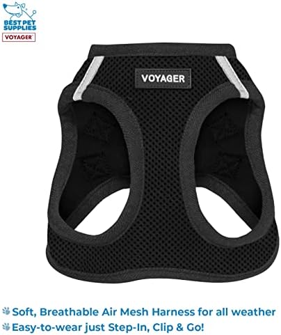 Voyager Step-in Air Dog Harness w/Leash - All Weather Mesh Step in Vest Harness for Small and Medium Dogs by Best Pet Supplies - Black, M (Pack of 2)
