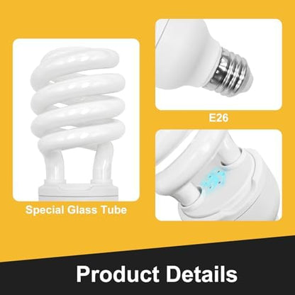 UVB Reptile Light, 10.0 26W UVA UVB Light for Reptiles, Spiral Compact Fluorescent UVB Bulb for Bearded Dragons Tortoise Lizards and Snakes