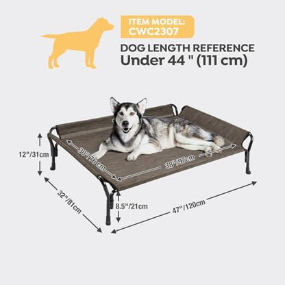 Veehoo Cooling Elevated Dog Bed, Raised Dog Cot with Guardrail & Headrest