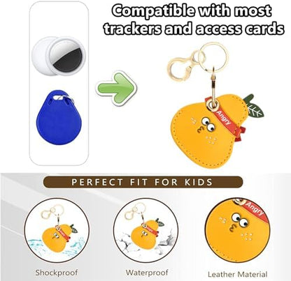 BORKUANA PU Leather Keychain Holder Protective Case Compatible with AirTag