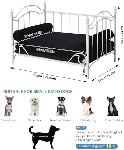 Pet Sofa Bed, Cat Bed,Dog Bed,Cat Couch,Pet Couch,Metal Frame and Detached Velvet Cushion，Cool Dog Couch for Small Cats &Dogs&Puppy Summer Using (White)