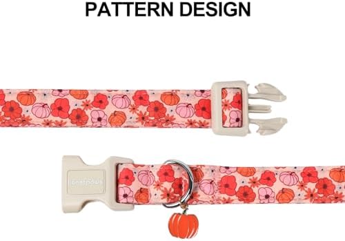 Lionet Paws Halloween Dog Collar- Cute Flower Pumpkin Peach Dog Collars with Plastic Buckle and Pumpkin Pendant,Light Adjustable Heliopsis Heliopsis Dog Collars for Small Dogs