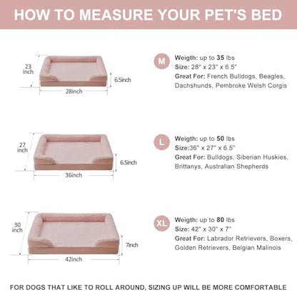 WNPETHOME Orthopedic Washable Dog Bed Large for Senior Dog Cozy Sleep