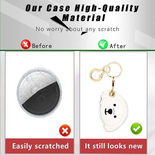 BORKUANA PU Leather Keychain Holder Protective Case Compatible with AirTag